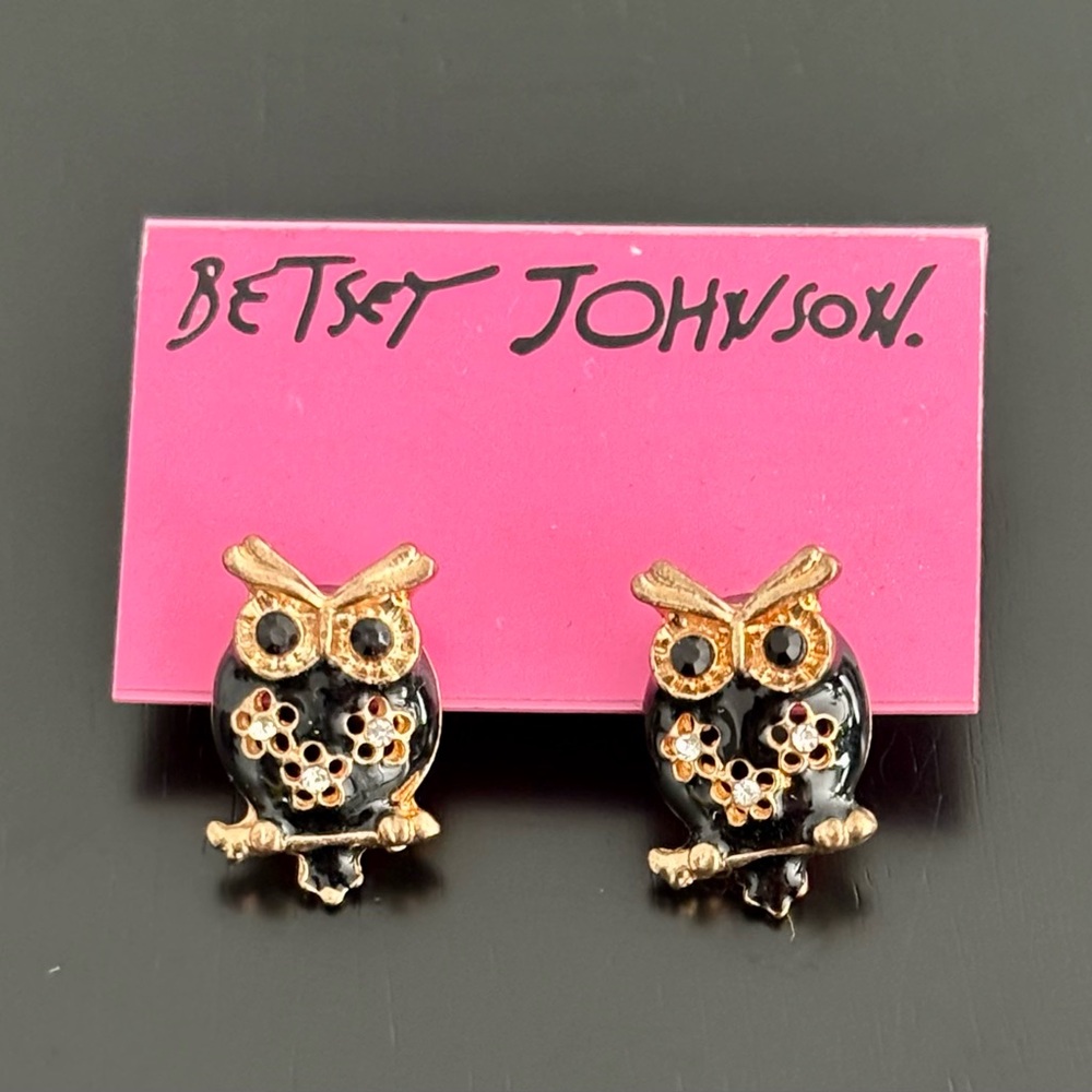 Betsey Johnson Owl Stud Earrings